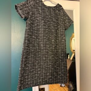 Black and White Tweed Shift Dress - Classic Short Sleeve